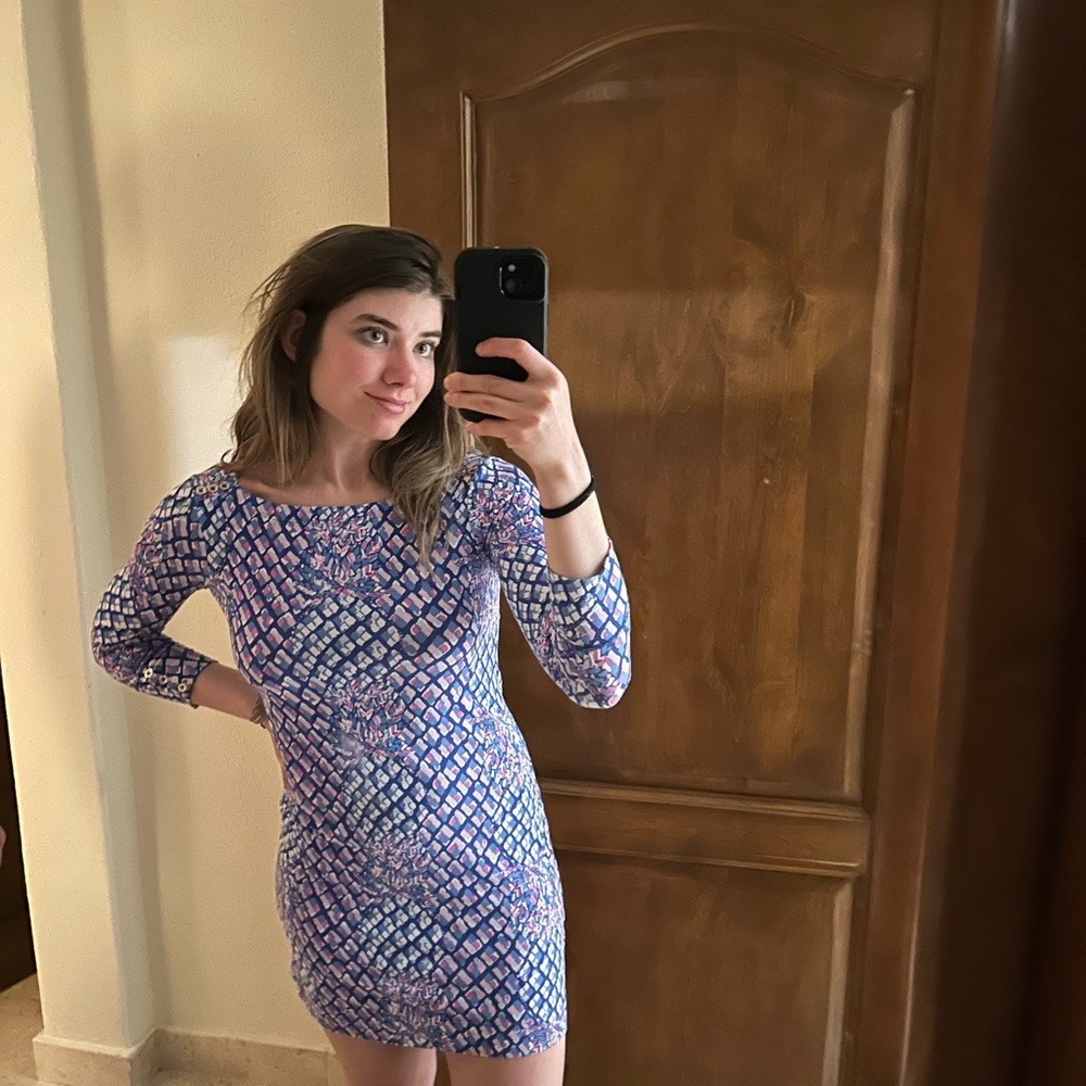 Lilly Pulitzer Sophie boat neck pineapple geometric pattern Mini Dress - Picture 6 of 6